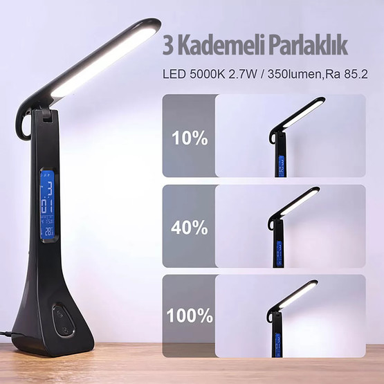 Çok Fonksiyonlu Led Masa Lambası Siyah