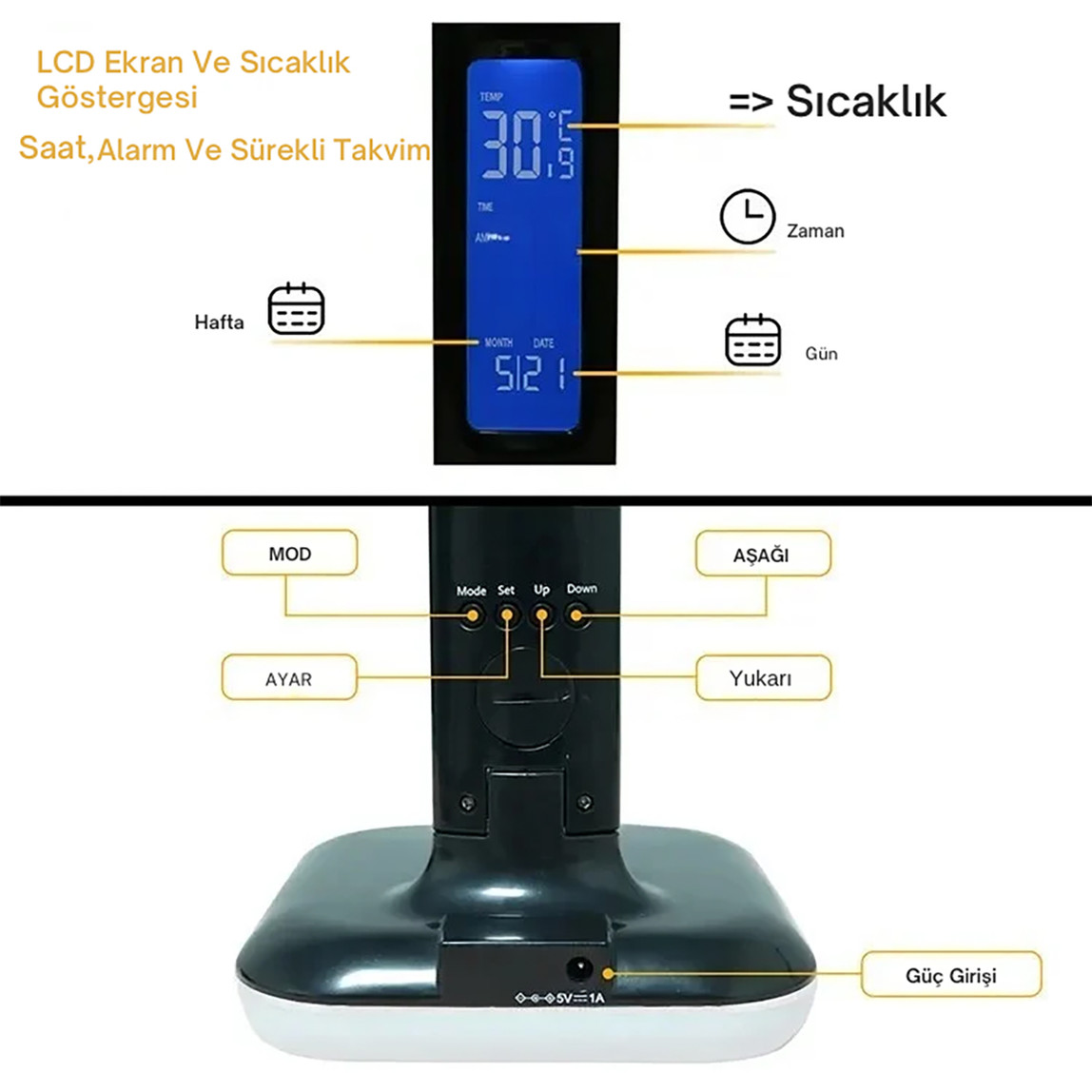    Dokunmatik Rgb Led Masa Lambası Siyah 