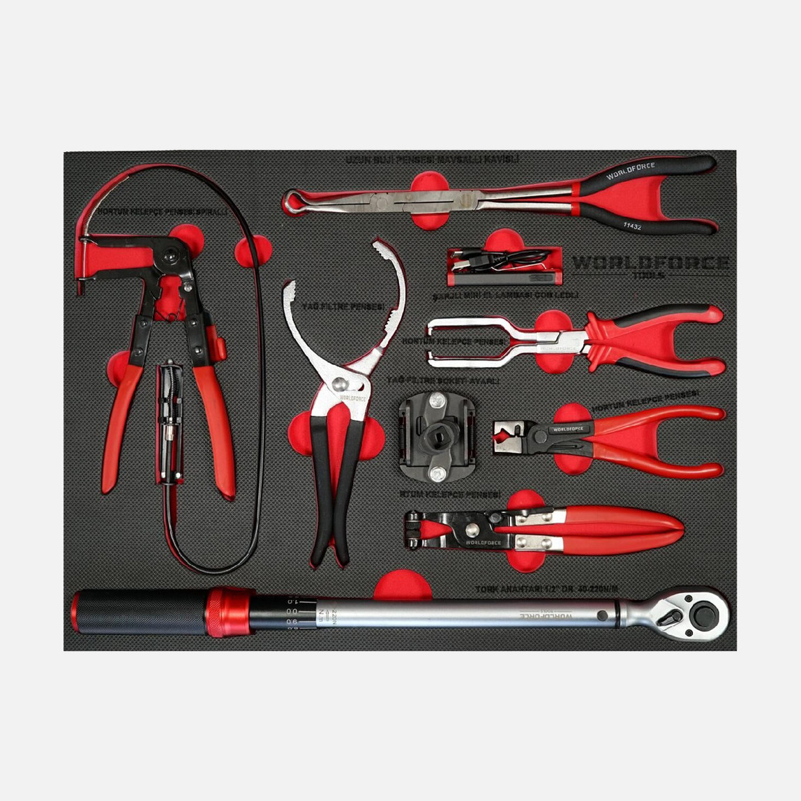    Worldforce 212 Parça Dolu 7 Çekmeceli Takım Arabası (980x460x770 mm) 