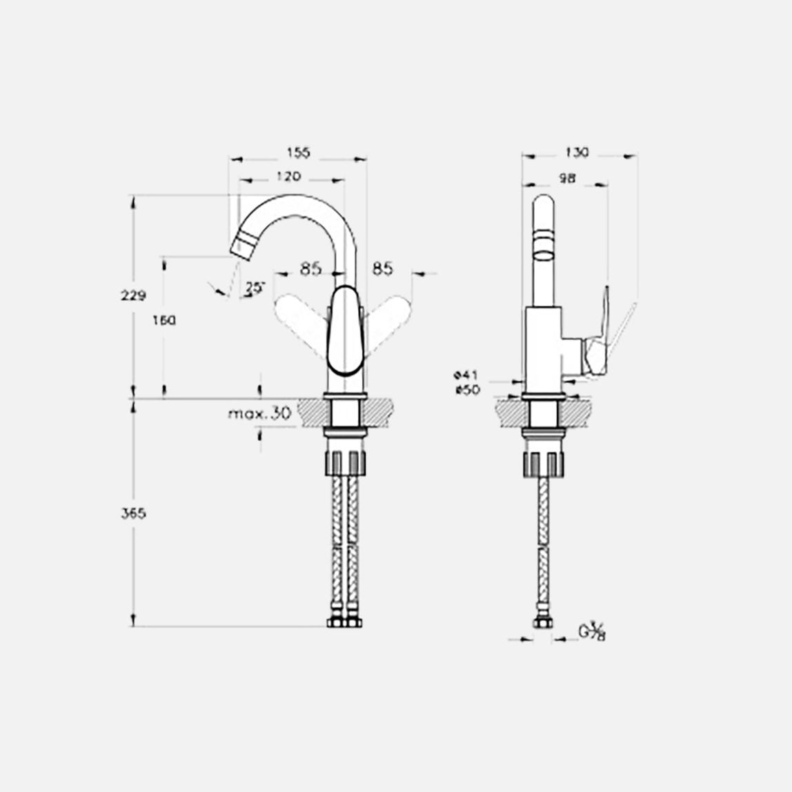    Punto 201 Döner Borulu Lavabo Bataryası 