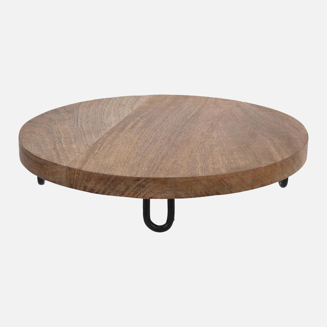    Koopmann Servis Tepsisi Mango Ağacı Yuvarlak Siyah Metal Ayaklı  