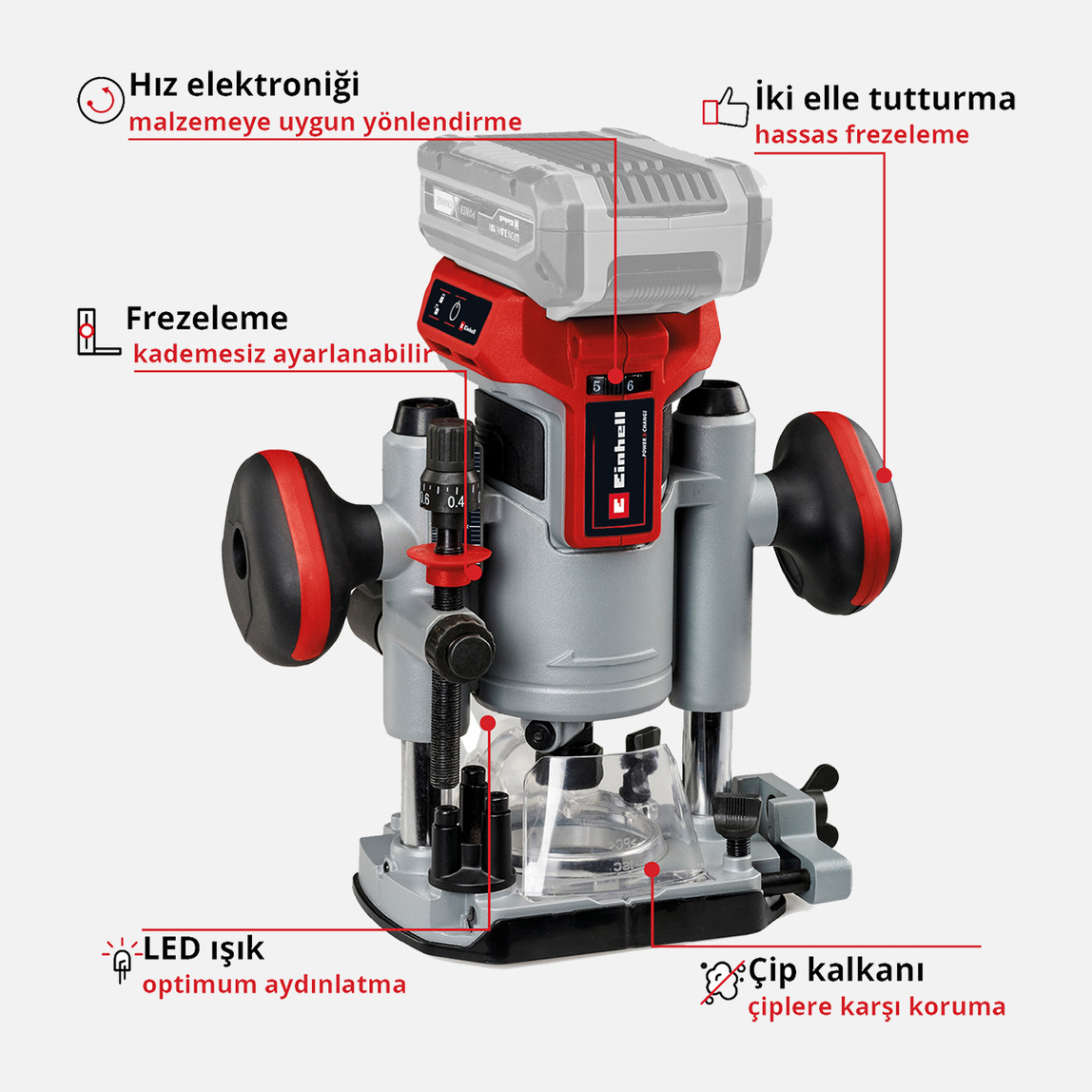    Einhell Profesyonel TP-RO 18 Set Li BL-Solo Kömürsüz Akülü Dik ve Kenar Freze Set (Akü ve Şarj Cihazı Dahil Değildir.) 