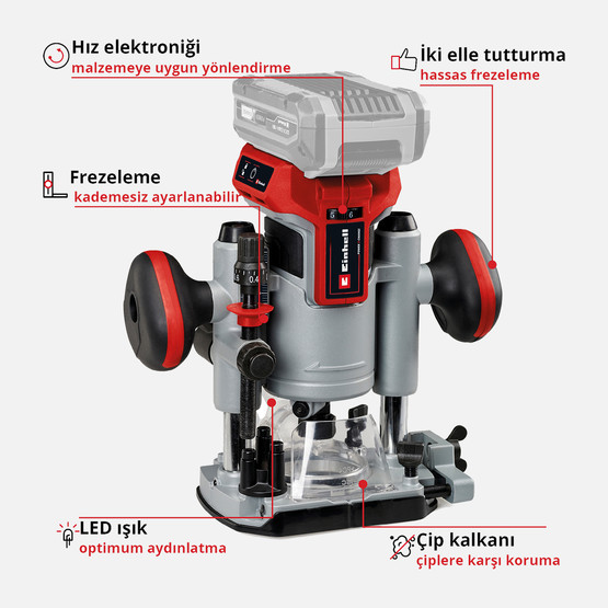Einhell Profesyonel TP-RO 18 Set Li BL-Solo Kömürsüz Akülü Dik ve Kenar Freze Set (Akü ve Şarj Cihazı Dahil Değildir.)