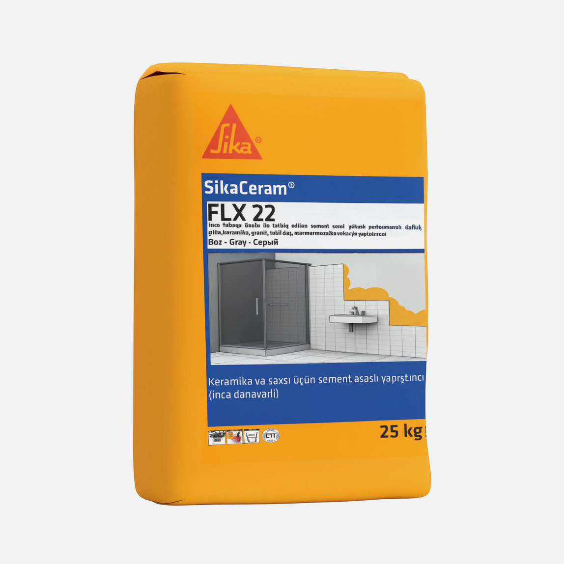    SikaCeram FLX 22 Beyaz 25 Kg Çimento Esaslı Esnek Seramik Yapıştırıcı 