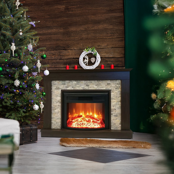 Dlc Seratonya 1800W Doğaltaş Dekoratif Şömine Kahverengi 