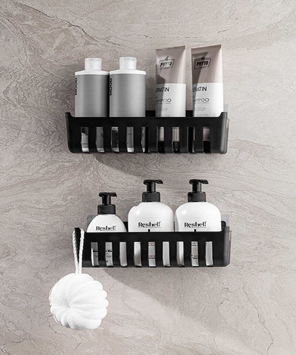    Deby 2'li Yapışkanlı Banyo Rafı Siyah 