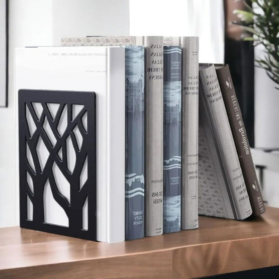 Home Puzzle Ağaç Desenli Kitap Tutucu 2'li Siyah