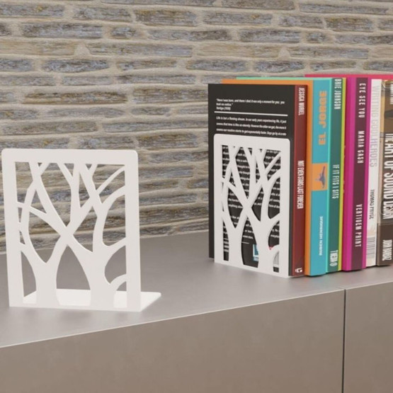 Home Puzzle Ağaç Desenli Kitap Tutucu 2'li Beyaz