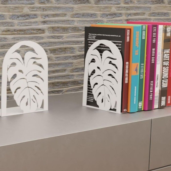 Home Puzzle Yaprak Desenli Kitap Tutucu 2'li Beyaz