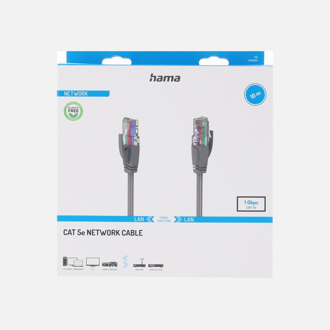    Hama HM.200665 CAT 5E U/UTP 10M RJ45 Ağ Kablosu Gri 