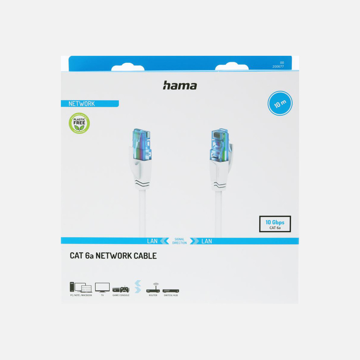    Hama HM.200677 CAT 6A U/UTP 10M RJ45 Ağ Kablosu Beyaz 