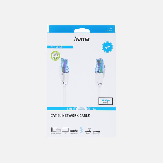 Hama HM.200675 CAT 6A U/UTP 3M RJ45 Ağ Kablosu Beyaz