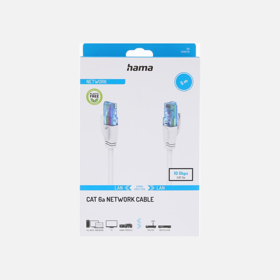 Hama HM.200676 CAT 6A U/UTP 5M RJ45 Ağ Kablosu Beyaz