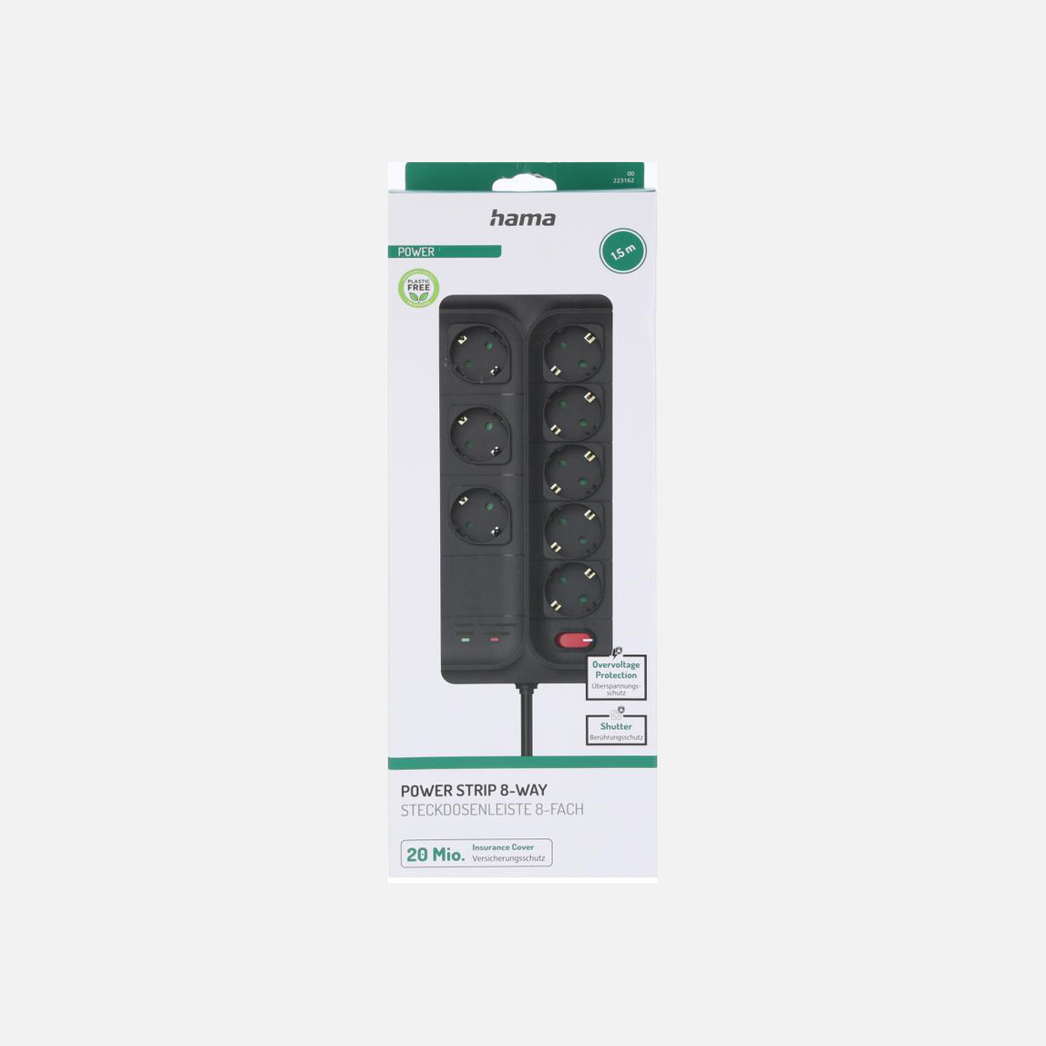    Hama HM.223162 8'li Akım Korumalı Priz 1,5M Siyah 