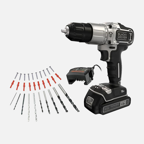 Black&Decker BDCHD18SC1K-QW Silver Li-ion 18V 1.5Ah Tek Akülü Darbeli Matkap Vidalama 