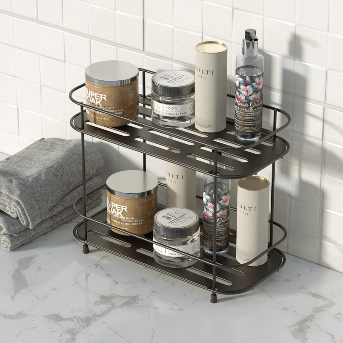    Çok Amaçlı 2 Katlı Metal Organizer Raf 