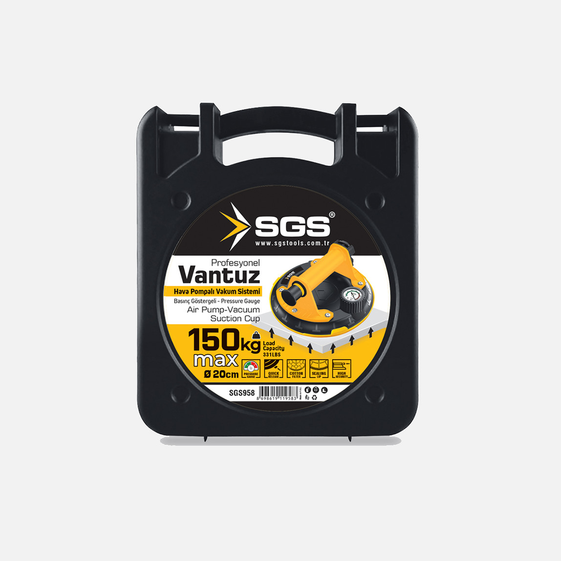    Sgs SGS958 Basınç Göstergeli Hava Pompalı Vantuz 