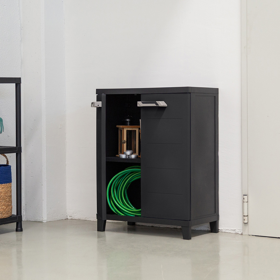    Prime Tek Raflı Plastik Dolap Koyu Antrasit 