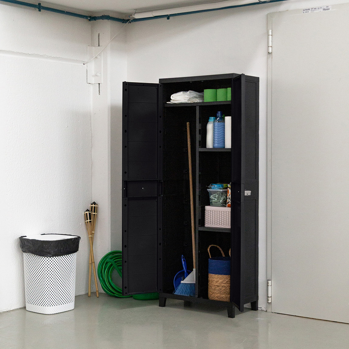    Prime 3 Raflı ve Uzun Bölmeli Plastik Dolap Koyu Antrasit 