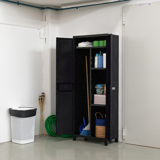 Prime 3 Raflı ve Uzun Bölmeli Plastik Dolap Koyu Antrasit
