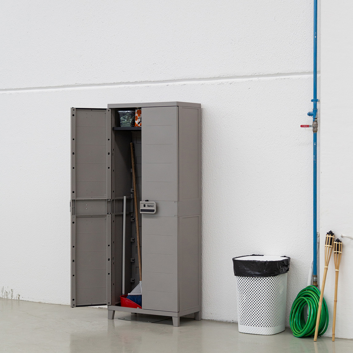    Smart 3 Raflı ve Uzun Bölmeli Plastik Dolap Gri 