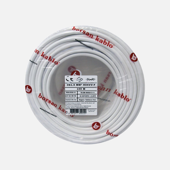 Borsan TTR 3G 1,5mm Kablo Beyaz 100 Metre