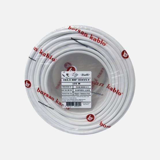 Borsan TTR 3G 2,5mm Kablo Beyaz 100 Metre