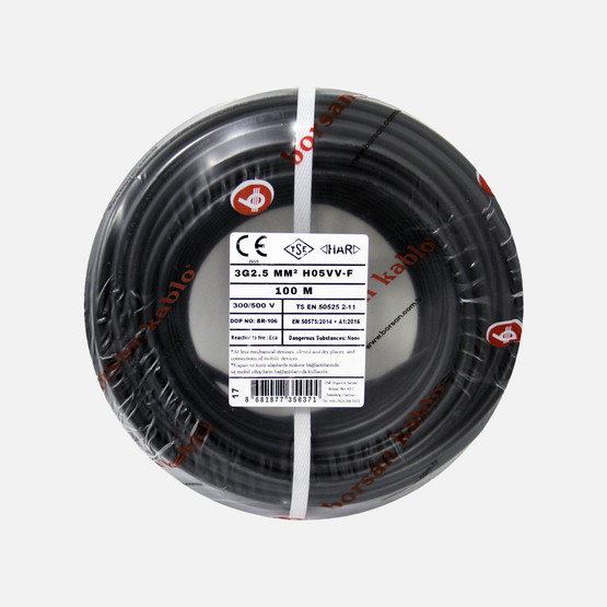 Borsan TTR 3G 2,5mm Kablo Siyah 100 Metre