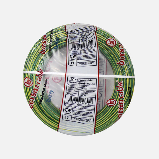 Borsan NYA 1,5mm Kablo Sarı-Yeşil 100 Metre