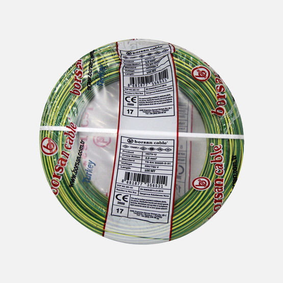 Borsan NYA 2,5mm Kablo Sarı-Yeşil 100 Metre