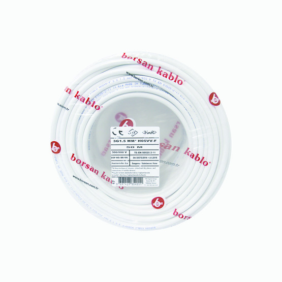 Borsan H05VV-F 3G 2,5mm Kablo Beyaz