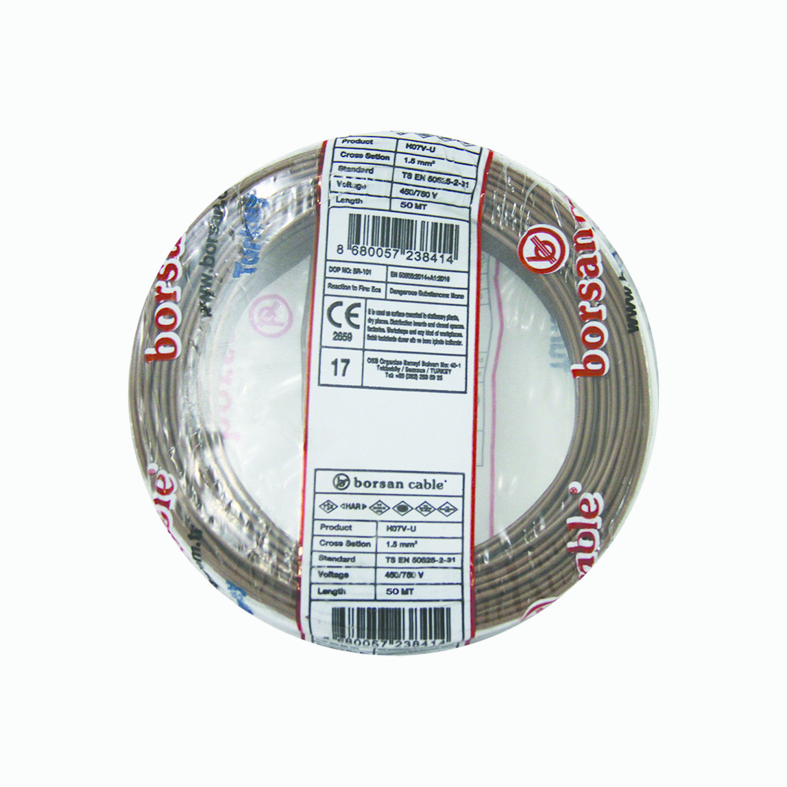    Borsan H07V-U 1,5mm Kablo Kahverengi 