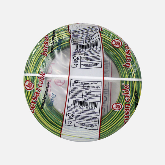 Borsan NYA 1,5mm Kablo Sarı-Yeşil 50 Metre