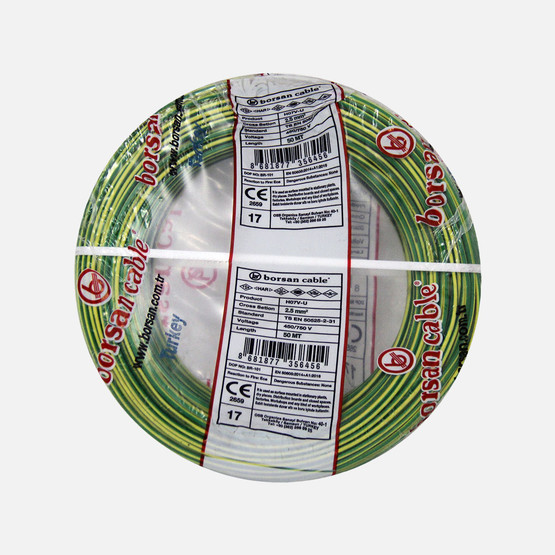 Borsan NYA 2,5mm Kablo Sarı-Yeşil 50 Metre