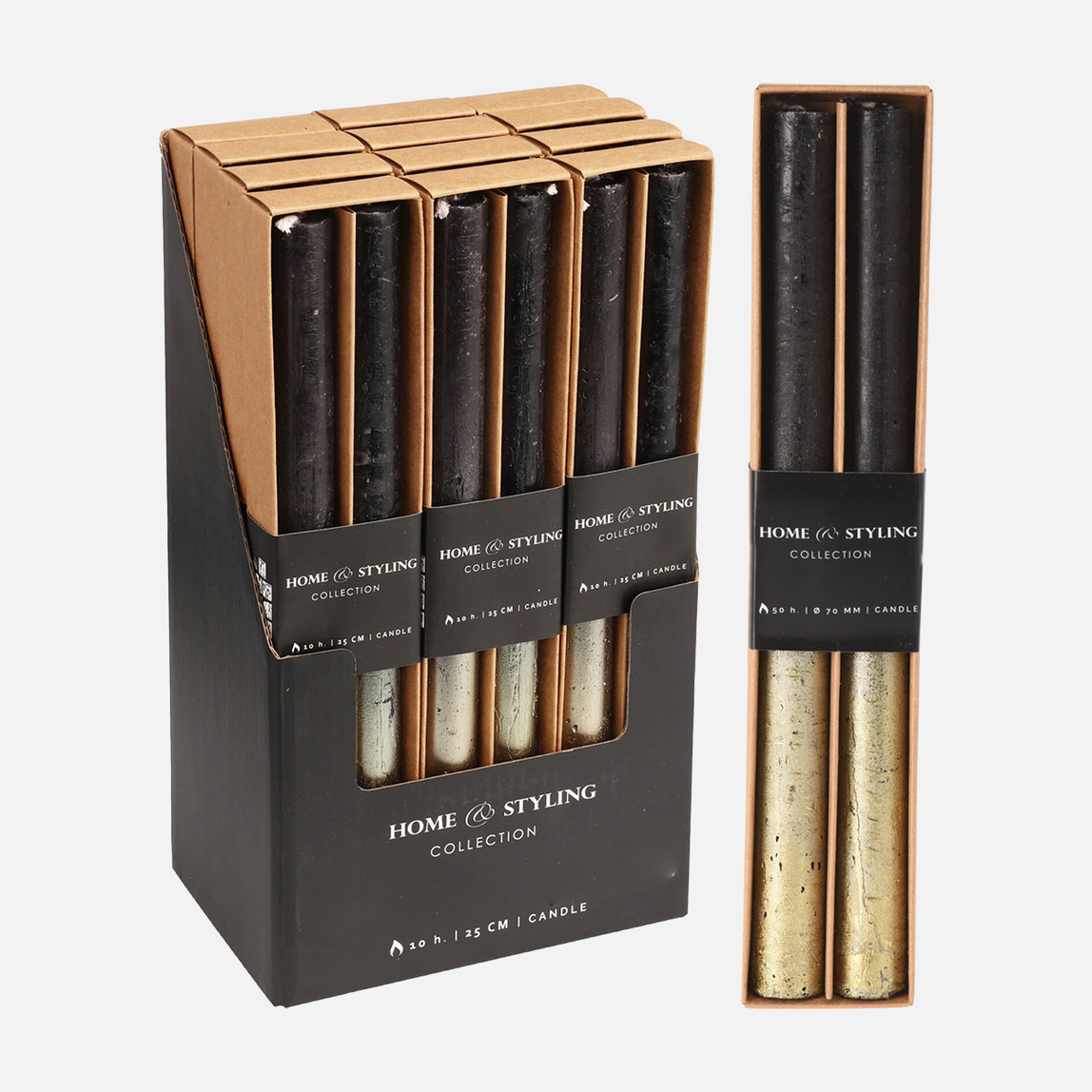    Şamdan Mumu 2'li Siyah 25 cm 