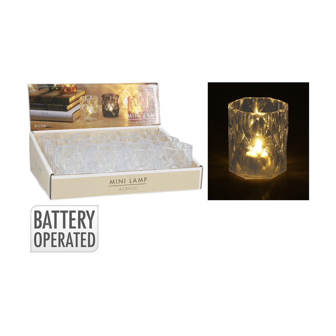    Dekoratif Mum ve Mumluk 6 cm Ledli 