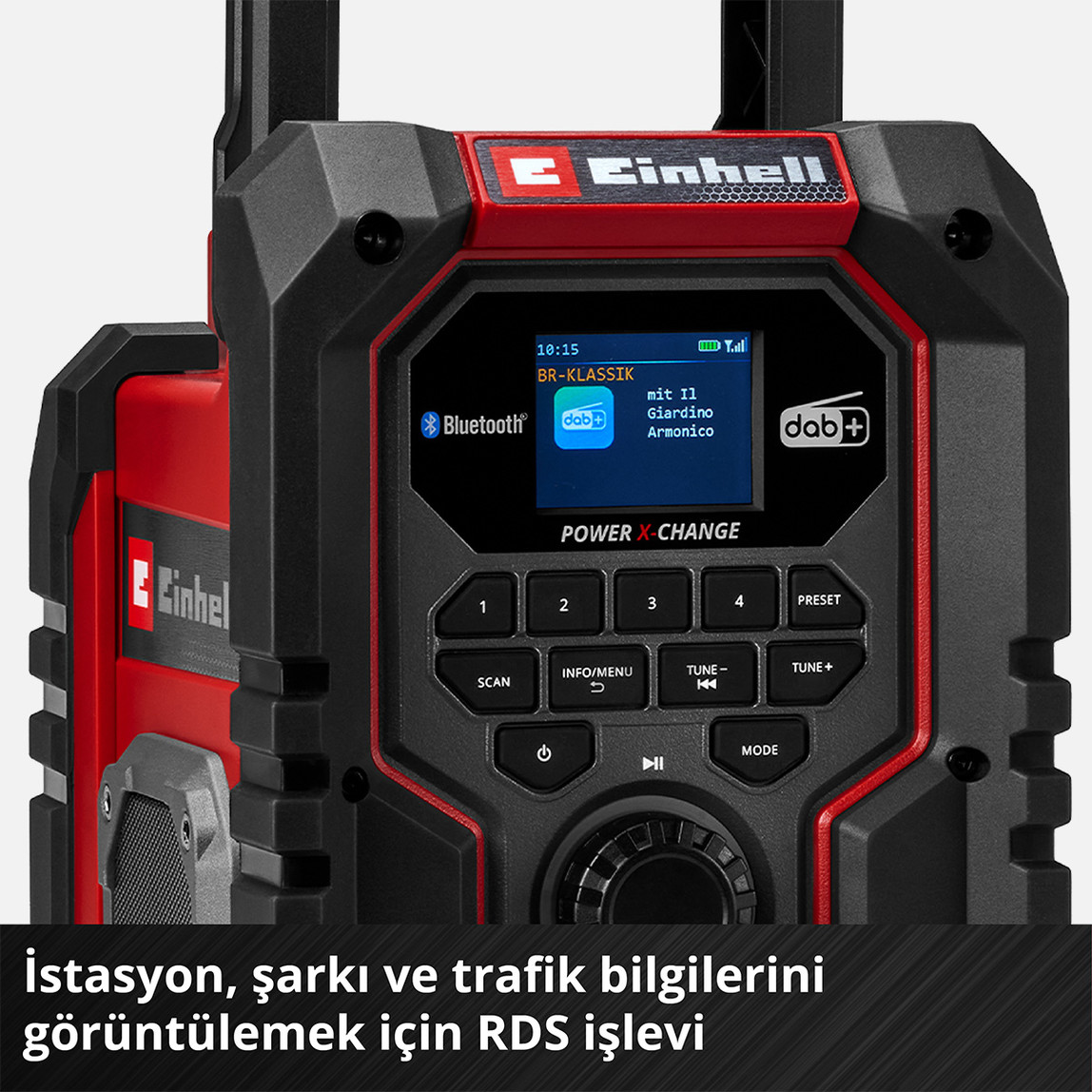    Einhell TE-CR 18 Li DAB+/FM/BT Solo Akülü Radyo (Akü ve şarj cihazı dahil değildir) 