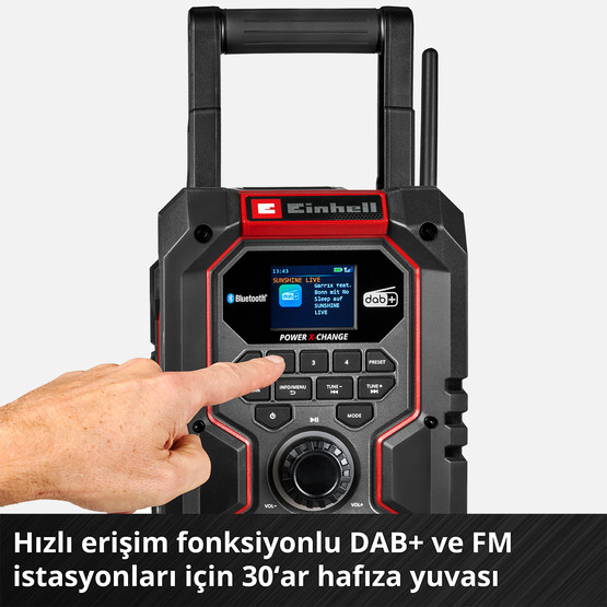Einhell TE-CR 18 Li DAB+/FM/BT Solo Akülü Radyo (Akü ve şarj cihazı dahil değildir)