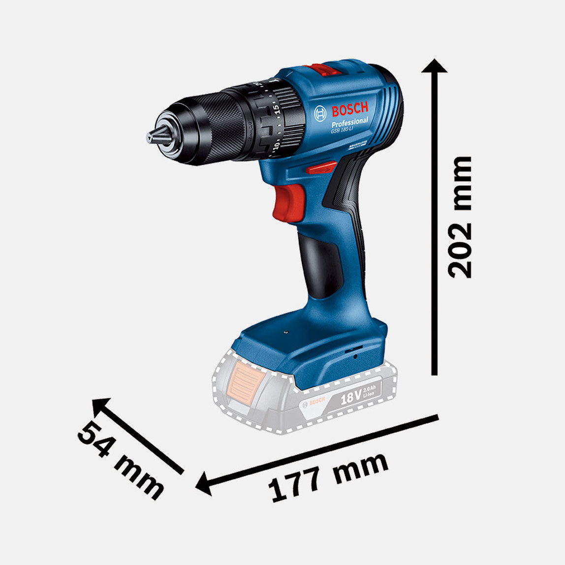    Bosch GDX 18V-285 GSB 185-LI 18V 2 Ah. Çift Akülü Vidalama ve Somun Sıkma Seti 