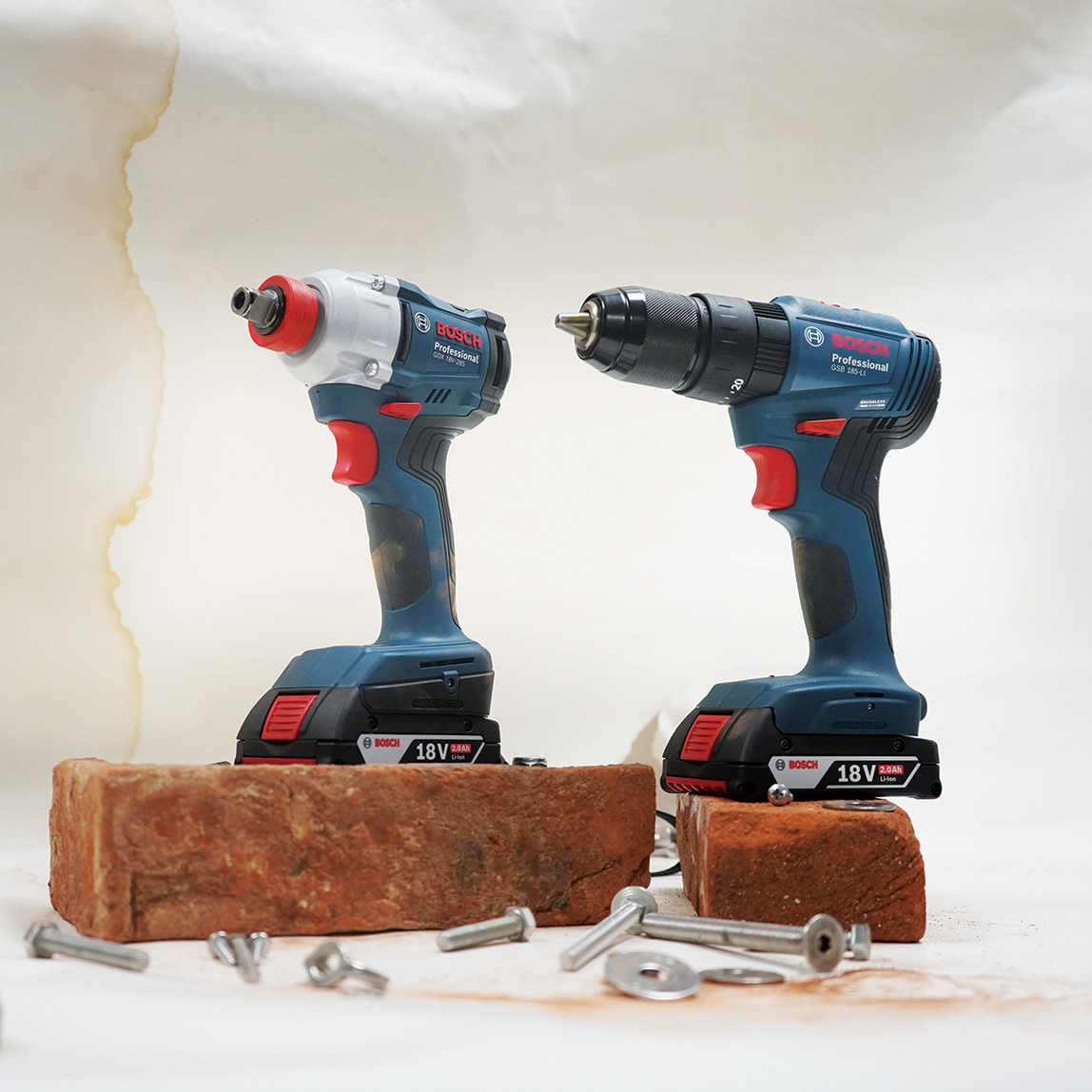   Bosch GDX 18V-285 GSB 185-LI 18V 2 Ah. Çift Akülü Vidalama ve Somun Sıkma Seti 
