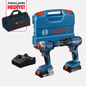 Bosch GDX 18V-285 GSB 185-LI 18V 2 Ah. Çift Akülü Vidalama ve Somun Sıkma Seti