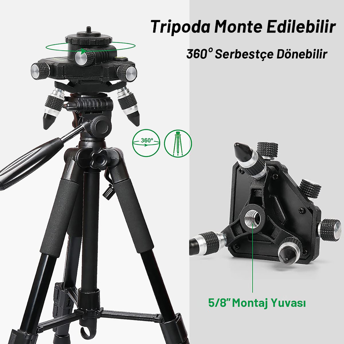    KOBB KBL35G Profesyonel Li-ion Şarjlı 4X360 derece Otomatik Hizalamalı Yeşil Çapraz Çizgi Lazer Distomat ve Uzaktan Kumanda 