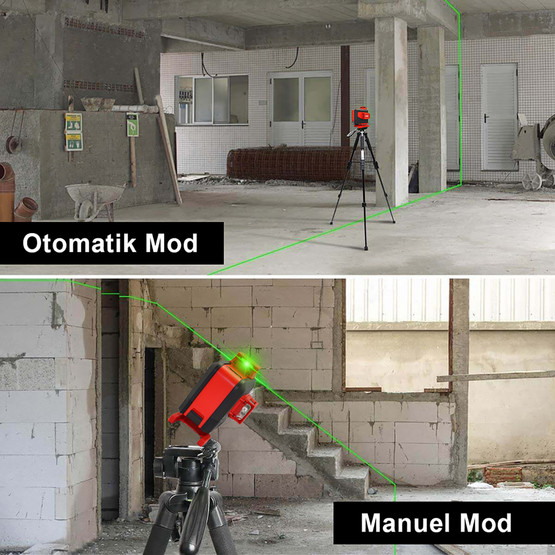 KOBB KBL35G Profesyonel Li-ion Şarjlı 4X360 derece Otomatik Hizalamalı Yeşil Çapraz Çizgi Lazer Distomat ve Uzaktan Kuma