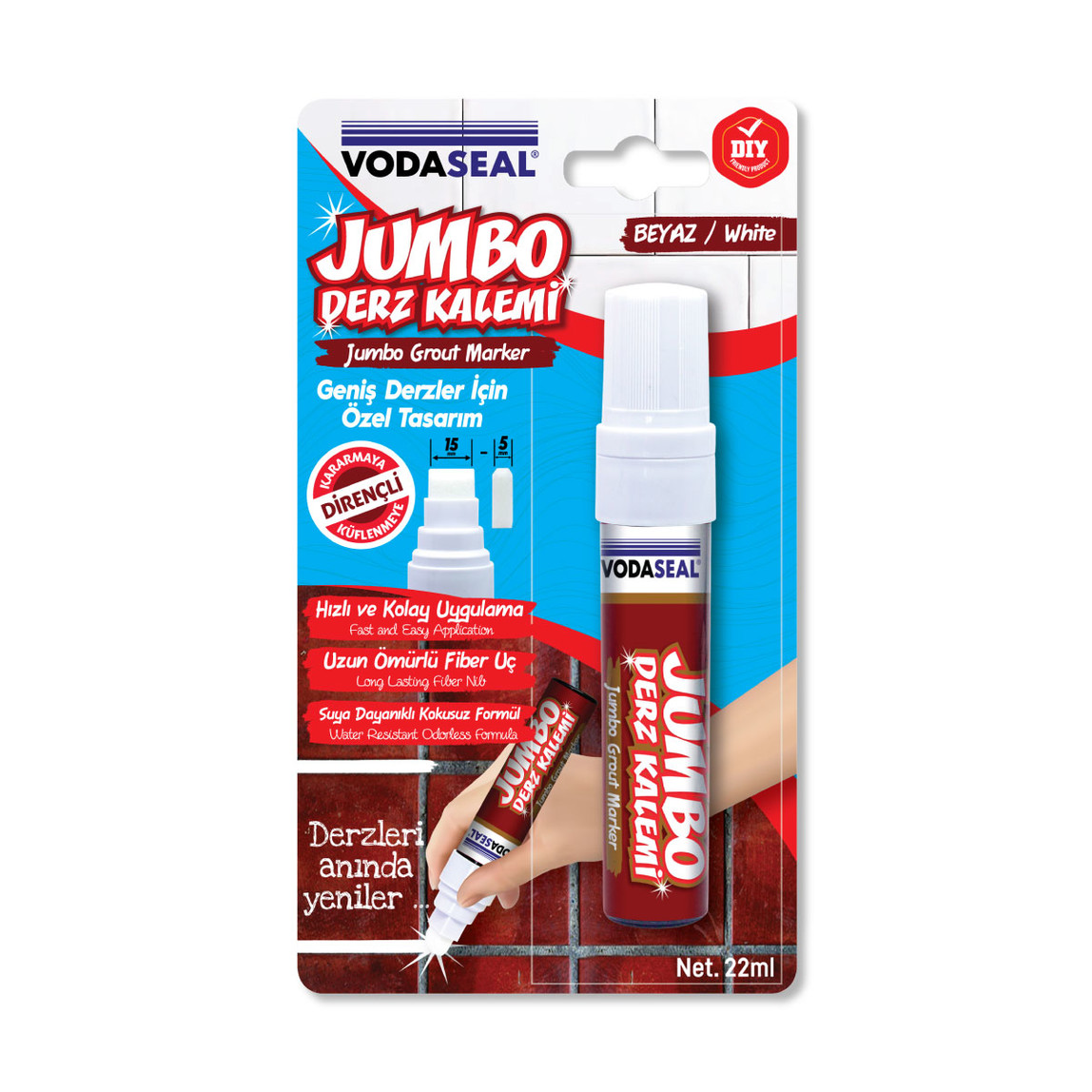    Vodaseal Jumbo Geniş Derz Yenileme Kalemi Beyaz 
