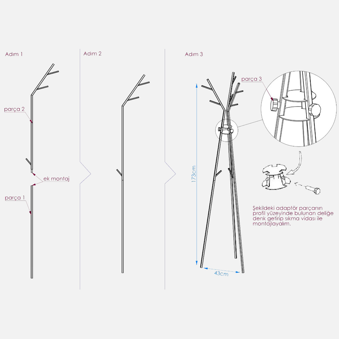    Tripod Portmanto Askılık Siyah 