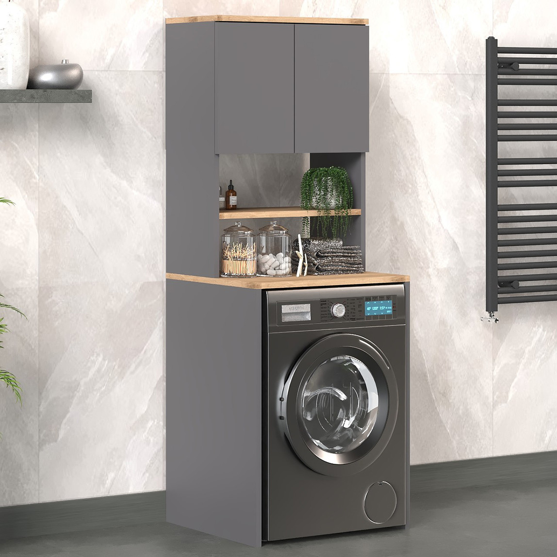    Fly Eva Çamaşır Makinesi Dolabı Antrasit 