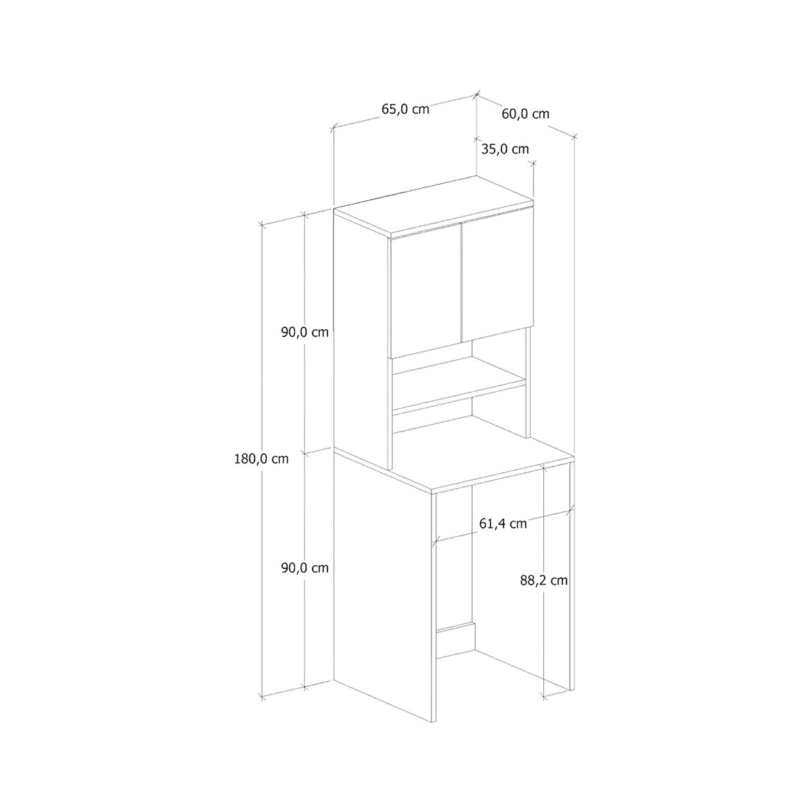    Fly Eva Çamaşır Makinesi Dolabı Antrasit 