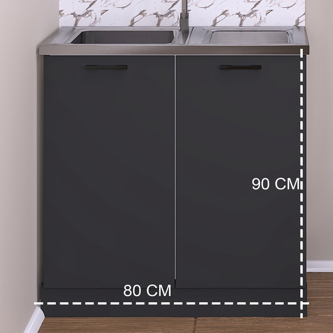    Fly Eviyeli Alt Dolap 80 cm Antrasit 