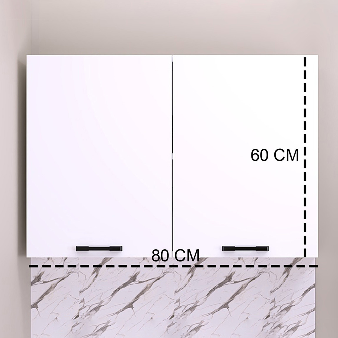    Fly Eviyeli Üst Dolap 80 cm Beyaz 