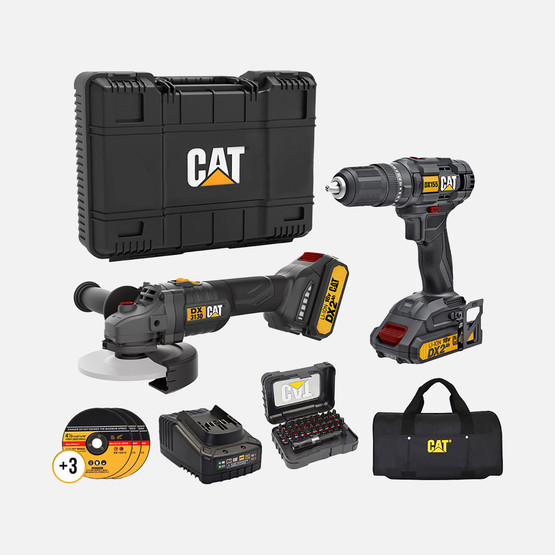 CAT DX155.1 18V Akülü Matkap ve DX3130B 18V Kömürsüz Avuç Taşlama Seti
